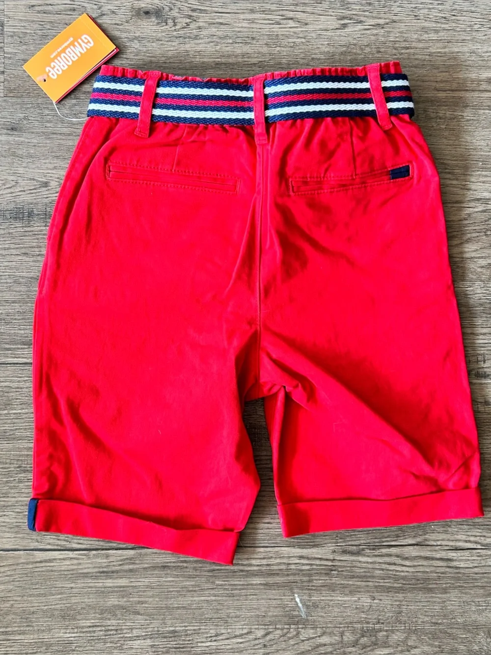 Gymboree| Red Shorts and Rolled Hem with Striped Belt sz 6